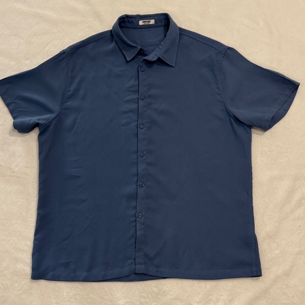 Coofandy Classic Smoke Blue Short Sleeve Button Down Shirt